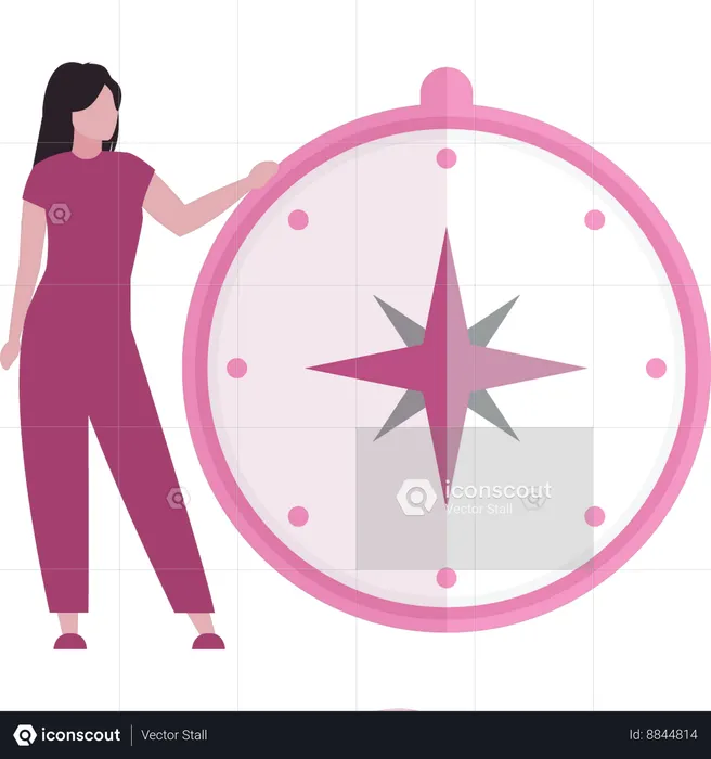 Girl is showing compass  Illustration
