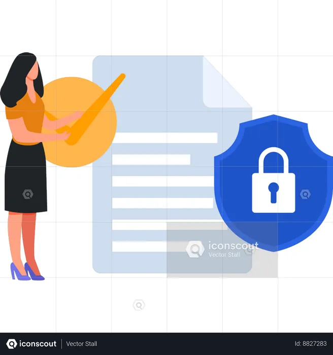 Girl is showing complete protection for document  Illustration