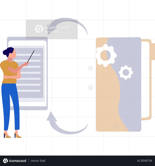 Girl is showing data conversion  Illustration