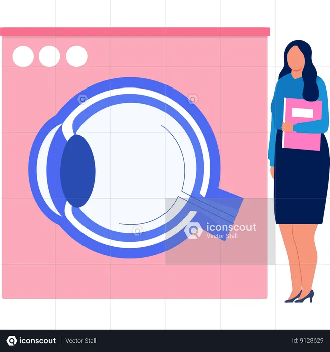 Girl is showing eye view on web page  Illustration