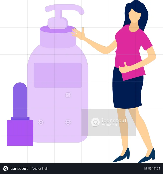 Girl is showing face foundation  Illustration
