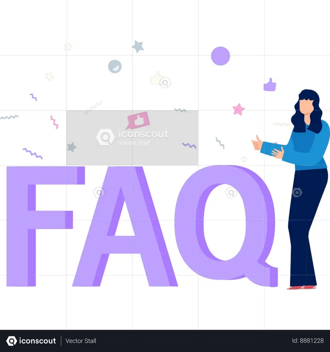 Girl is showing FAQ sign  Illustration