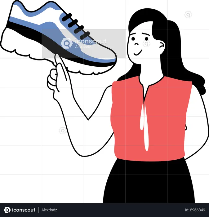 Girl is showing fitness shoe  Illustration