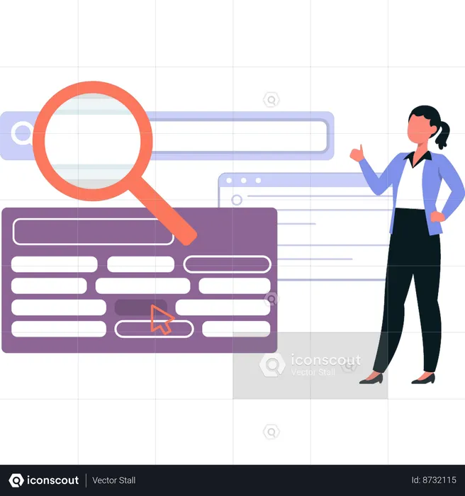 Girl is showing for search bar  Illustration
