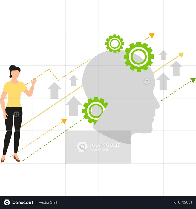Girl is showing growth in digital business  Illustration