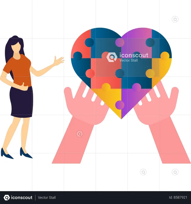 Girl is showing heart autism awareness  Illustration