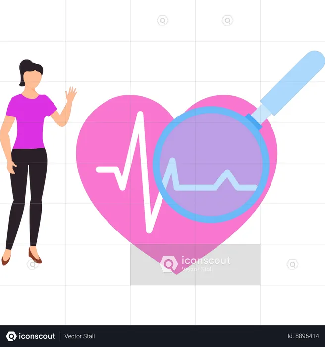 Girl is showing heart beat  Illustration
