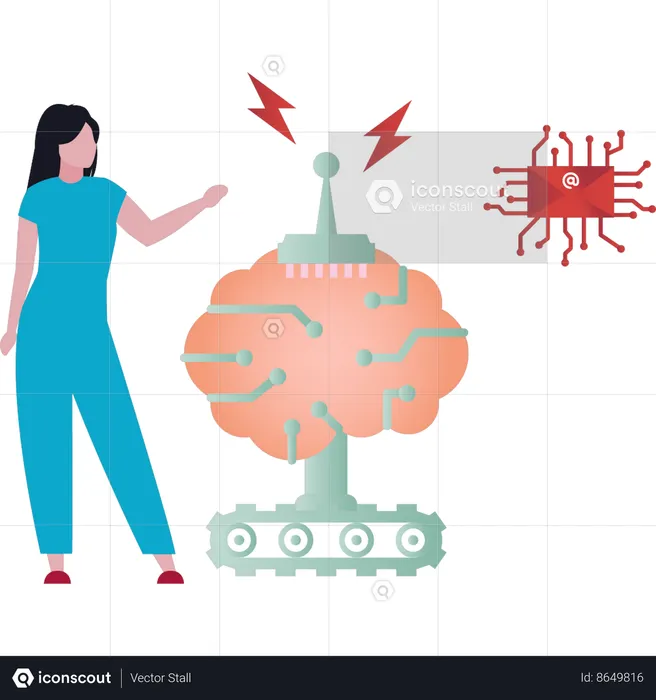 Girl is showing mental network mail  Illustration