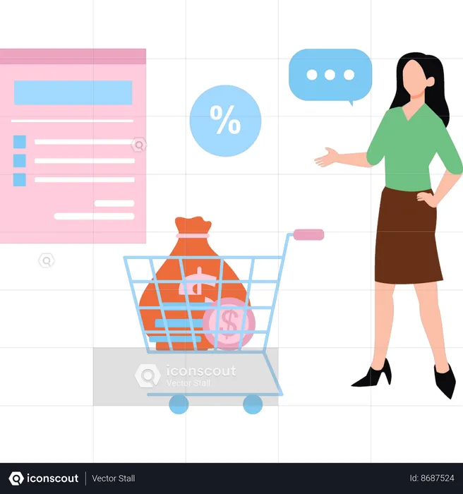 Girl is showing online shopping  Illustration