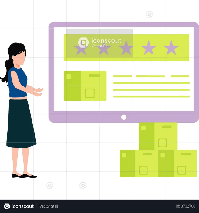 Girl is showing star rating packages  Illustration