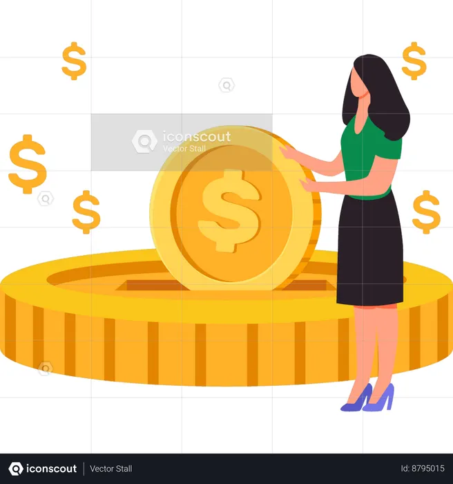 Girl is showing the donation money  Illustration