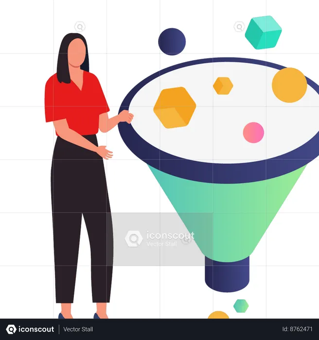 Girl is showing the funnel  Illustration