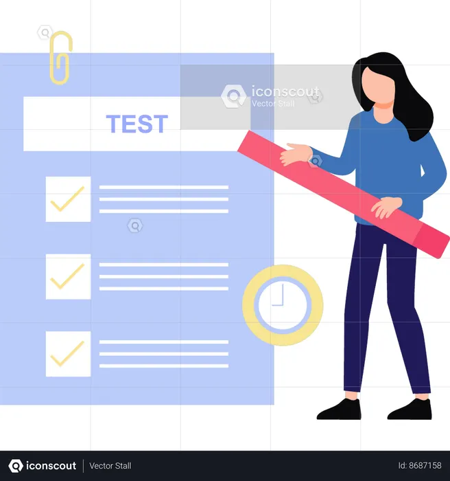 Girl is showing the test paper  Illustration