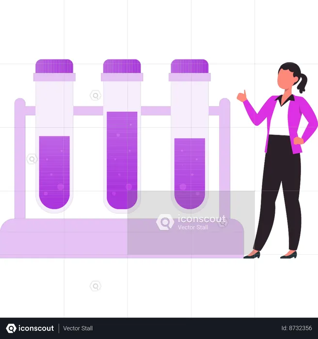 Girl is showing the test tubes  Illustration