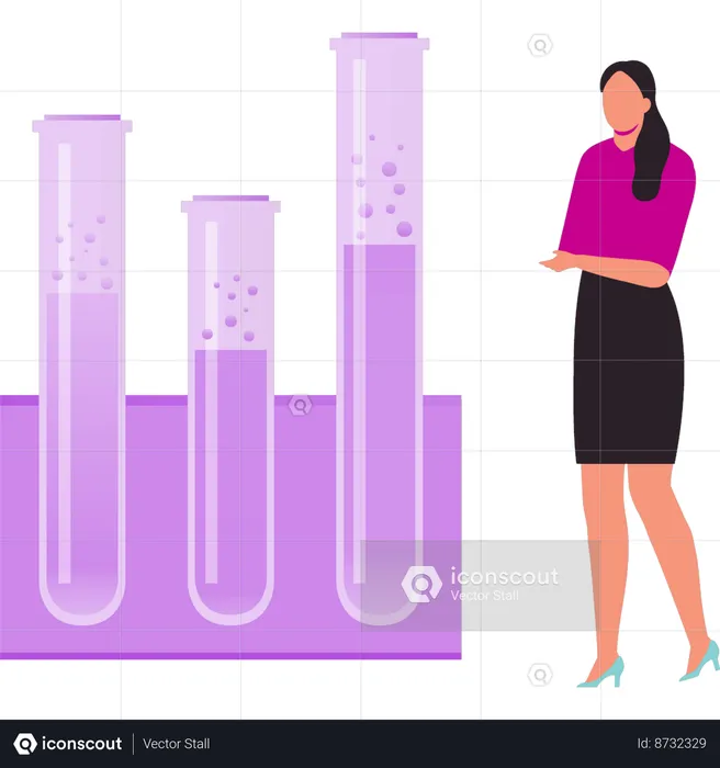 Girl is showing the test tubes  Illustration