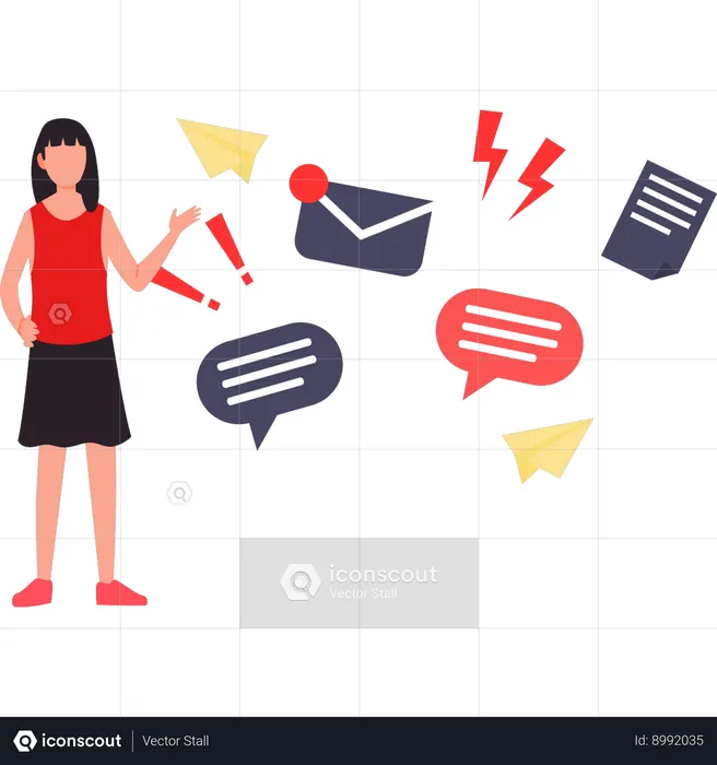 Girl is showing various aspects of no communication  Illustration