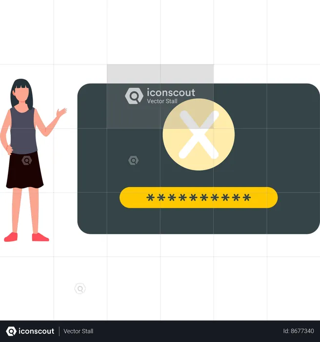 Girl is showing wrong password  Illustration