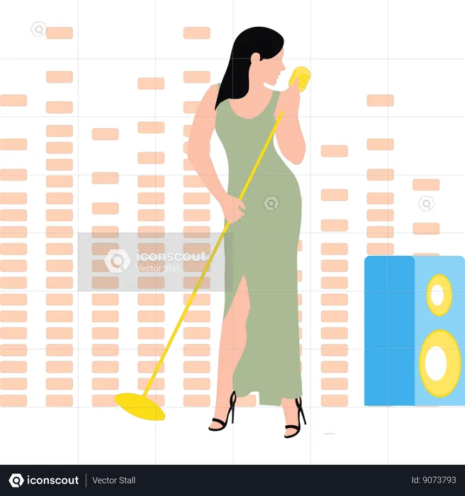 Girl is singing in the mic  Illustration