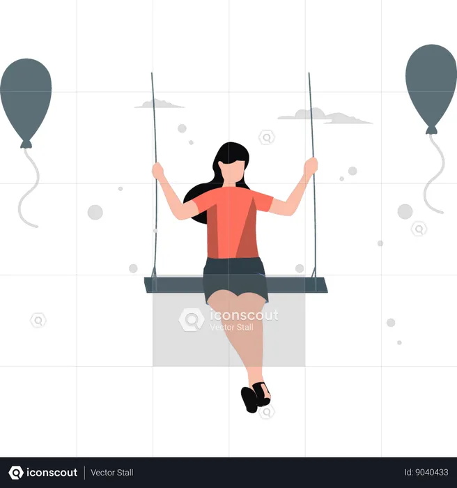 Girl is sitting on swing  Illustration