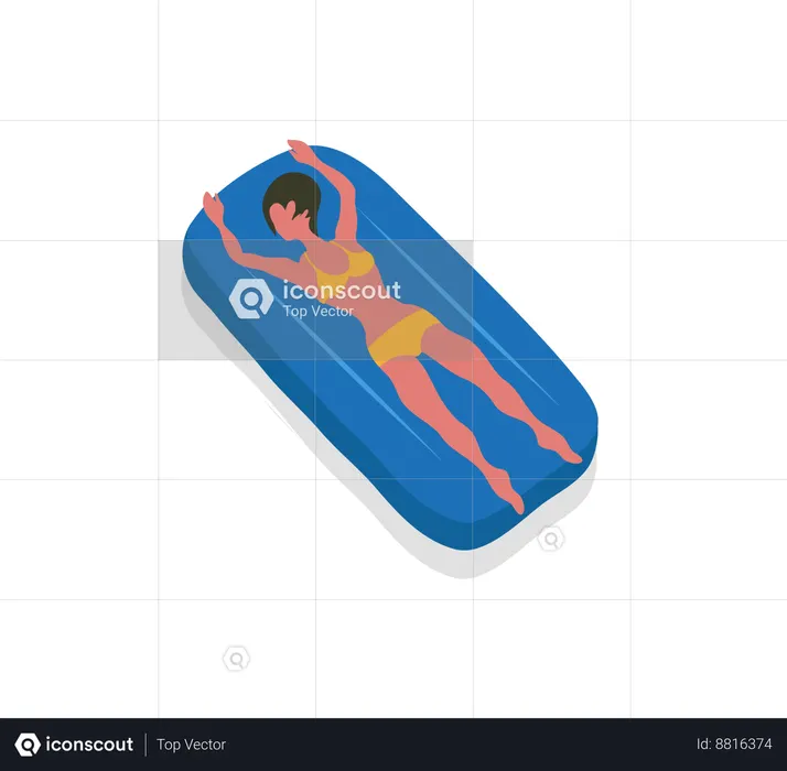 Girl is sleeping on pool bed  Illustration