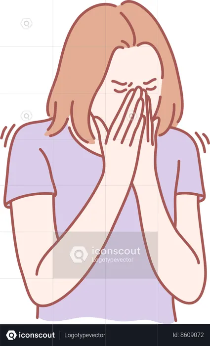 Girl is sneezing  Illustration