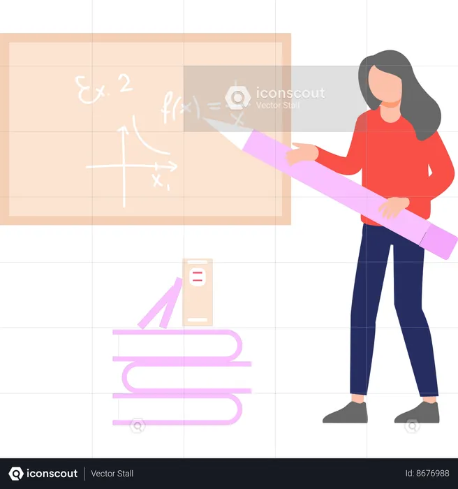 Girl is solving mathematics equation  Illustration