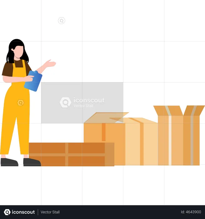 Girl is sorting delivery packages  Illustration