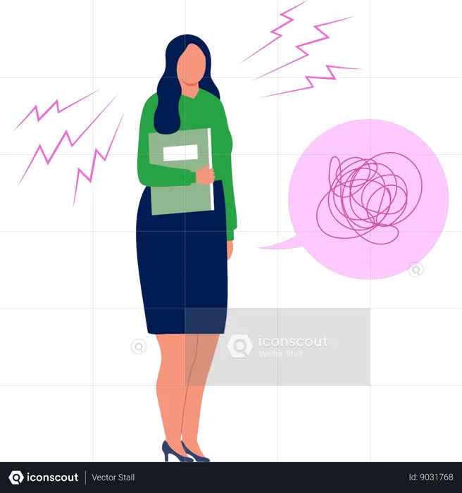 Businesswoman standing and feeling depression  Illustration