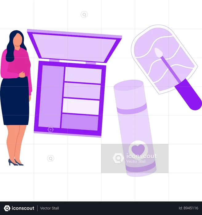 Girl is standing by nail polish  Illustration