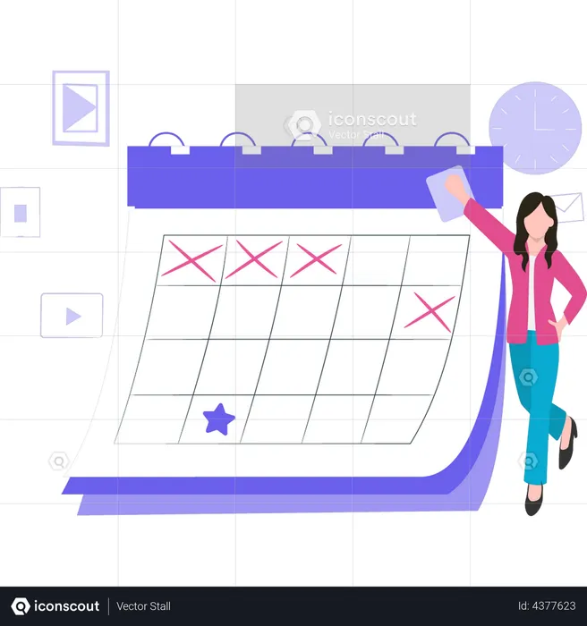 Girl is standing by the appointment calendar  Illustration