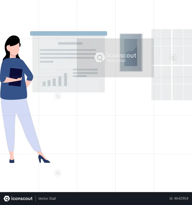 Girl is standing by the school board  Illustration