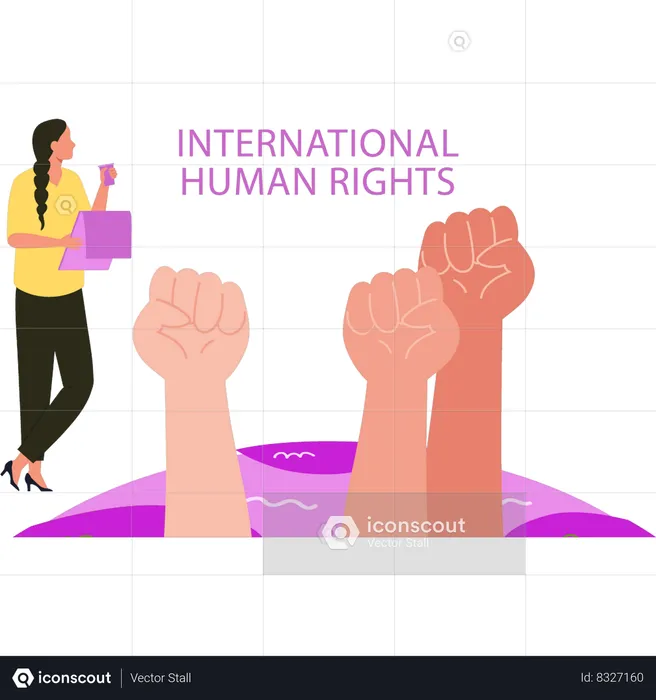 Girl is standing for human rights justice  Illustration