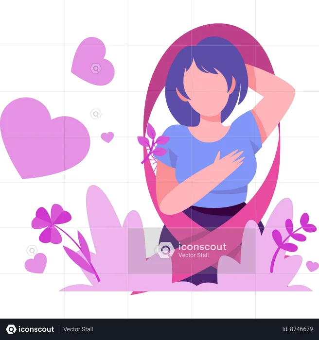 Girl is standing in the middle of the ribbon  Illustration