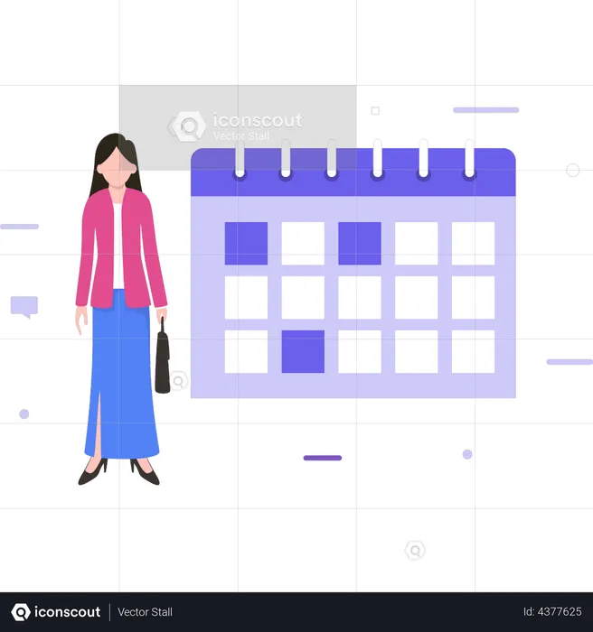 Girl is standing with the calendar  Illustration