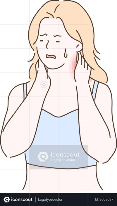 Girl is suffering from neck pain  Illustration