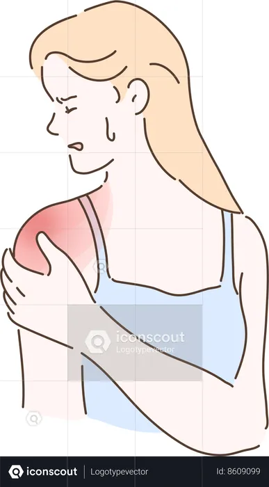 Girl is suffering from shoulder injury  Illustration