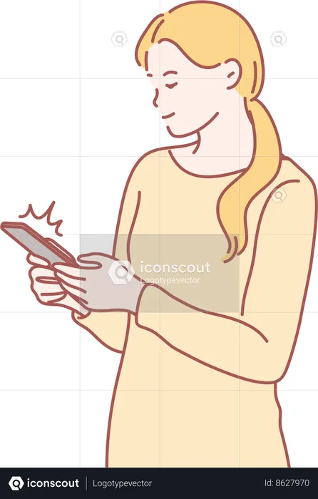 Girl is surfing mobile  Illustration