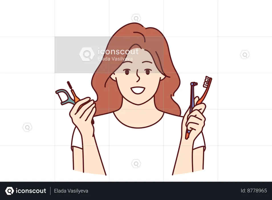 Girl is taking oral hygiene  Illustration