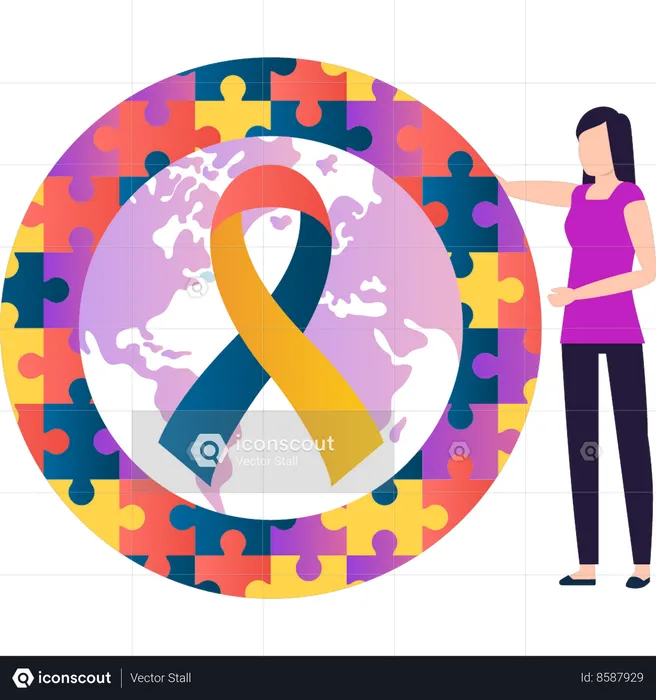 Girl is talking about autism awareness  Illustration