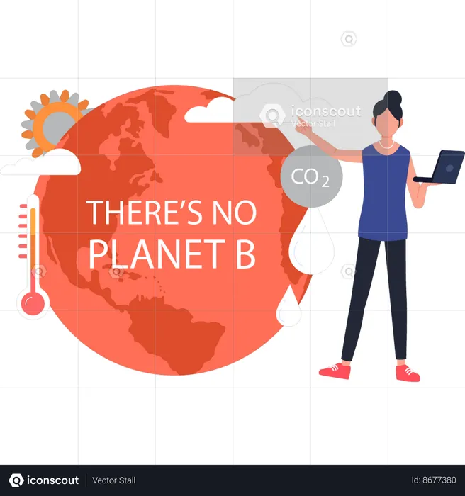 Girl is talking about CO₂ being harmful to global climate change  Illustration