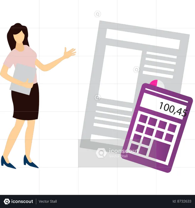 Girl is talking about the business report  Illustration