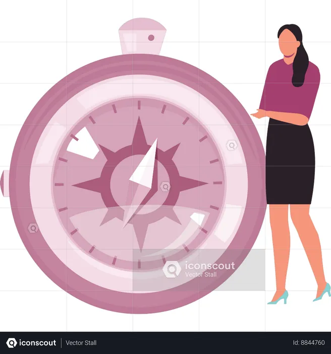 Girl is talking about the compass  Illustration
