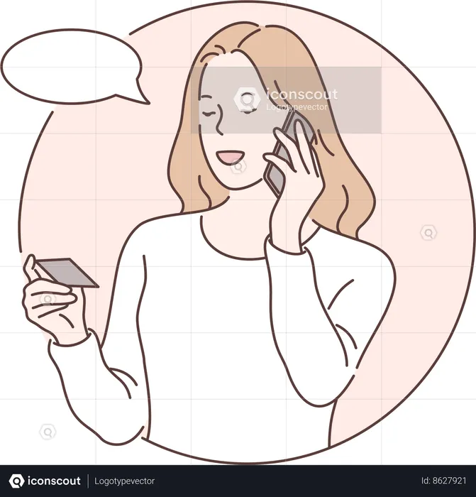 Girl is talking on phone  Illustration