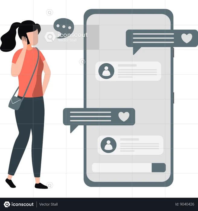 Girl is talking on the mobile phone  Illustration