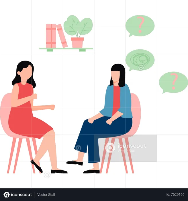 Girl is talking to a therapist  Illustration