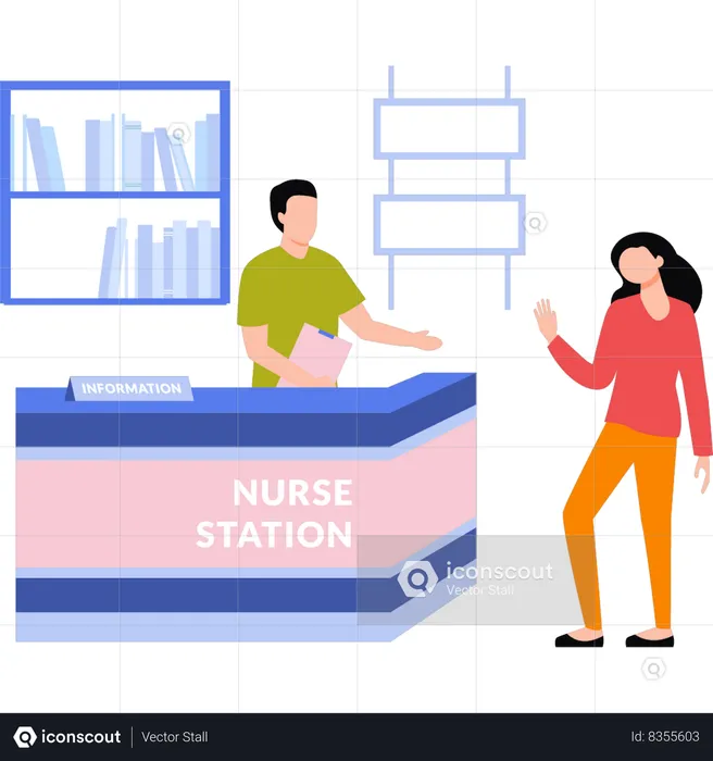 Girl is talking to the nurse station  Illustration