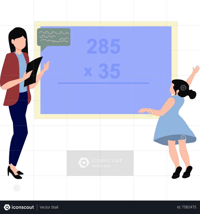 Girl is teaching math  Illustration