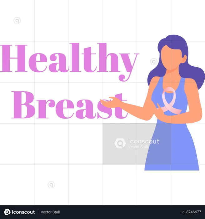 Girl is telling about healthy breast  Illustration