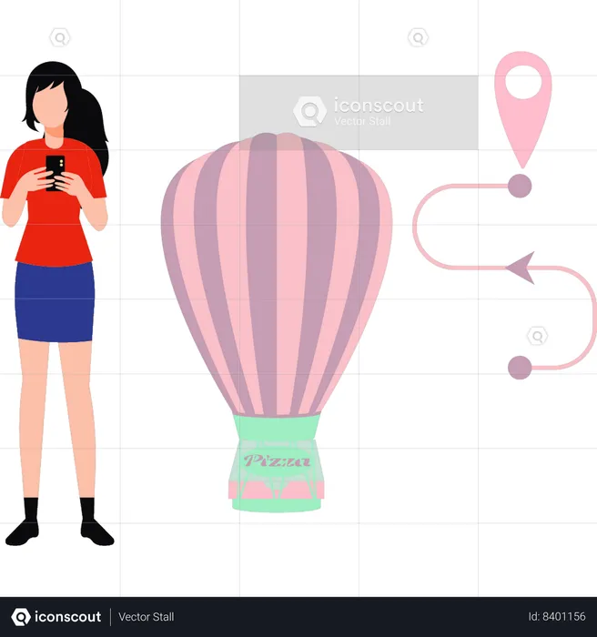 Girl is tracking order parcel on mobile phone  Illustration