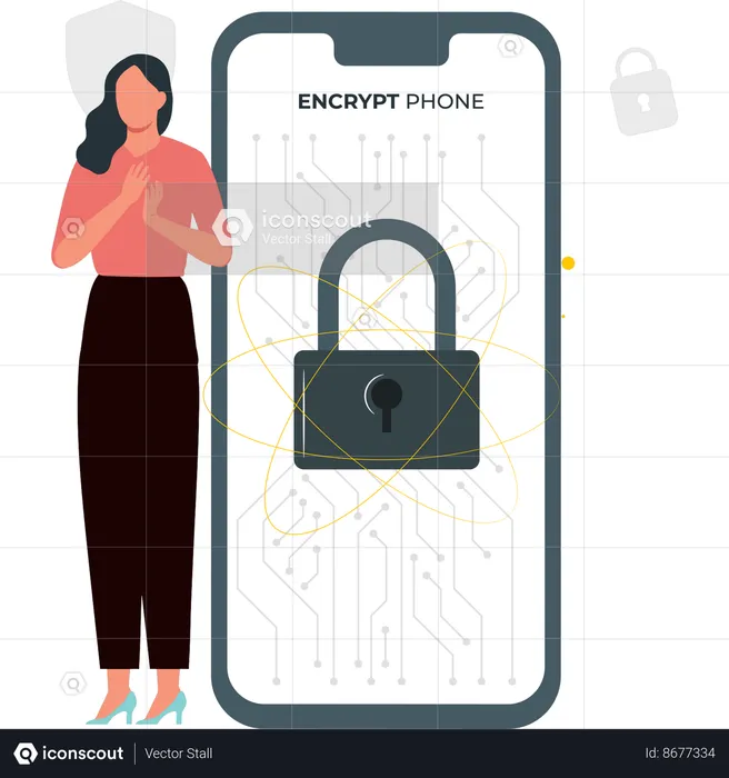 Girl is unlocking phone  Illustration
